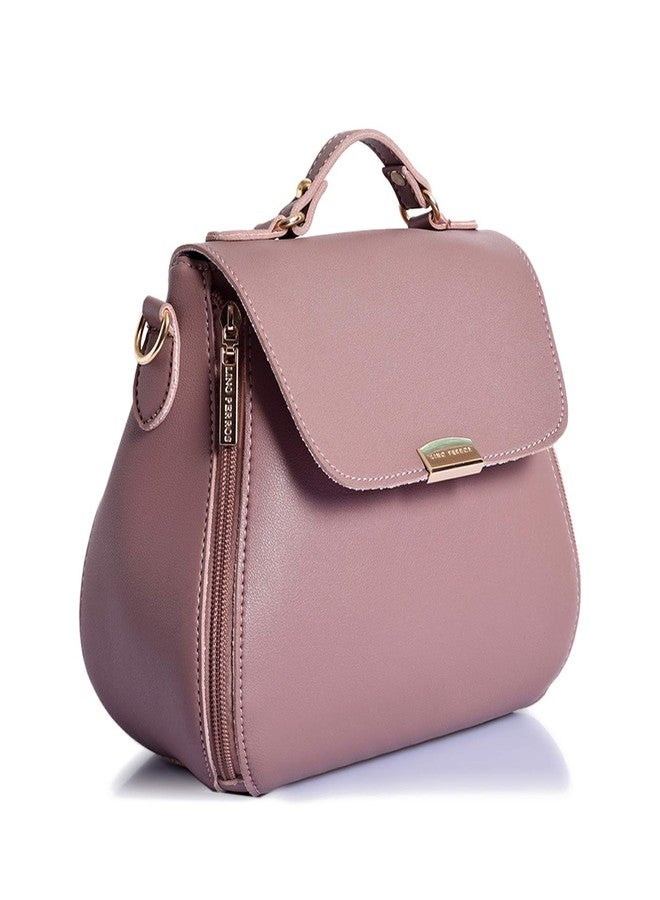 Lino Perros Lavendar Leatherette Satchel (Purple) - Image 2